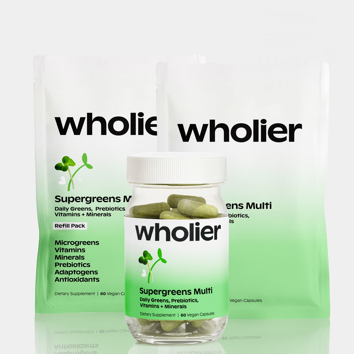 A single green leaf against a white background.