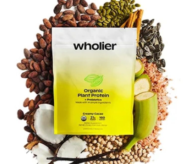 wholier pouch surrounded by its real organic ingredients