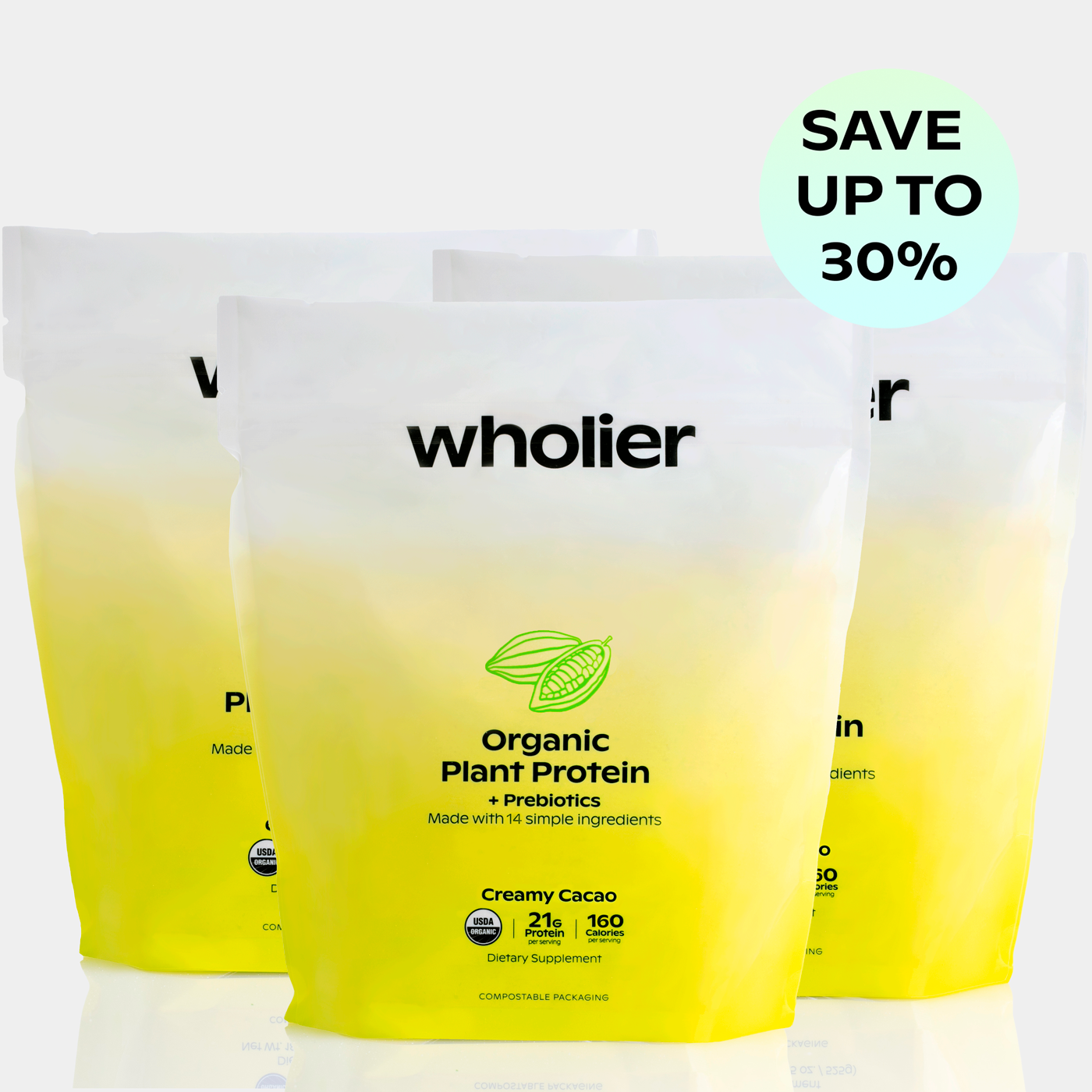 Organic Plant Protein + Prebiotics: 3 Protein Bundle