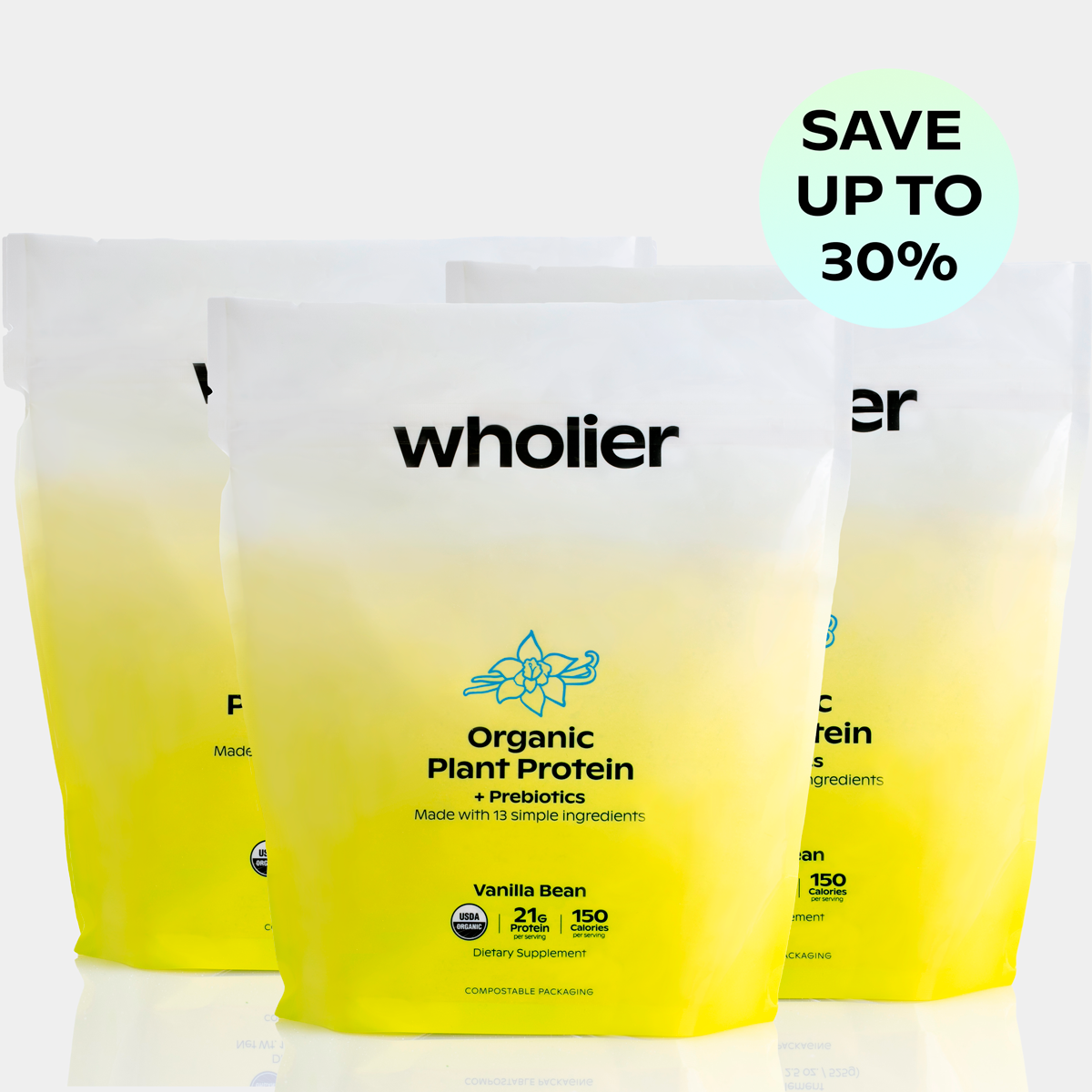 Organic Plant Protein + Prebiotics: 3 Protein Bundle