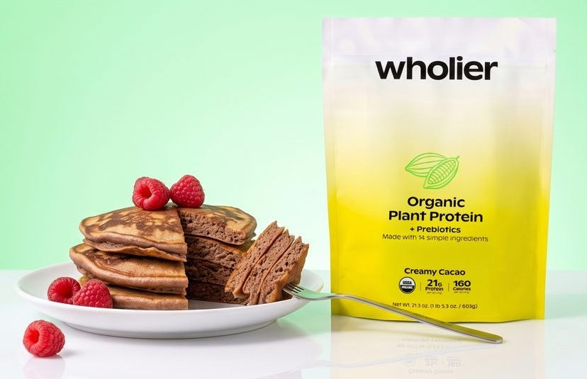 Protein pancakes baked with wholier Organic Plant Protein
