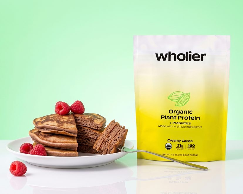 Protein pancakes baked with wholier Organic Plant Protein